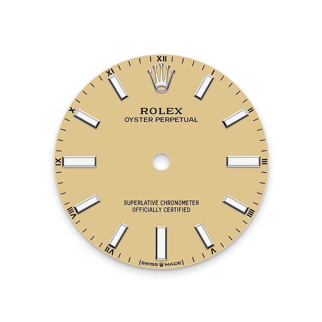 Impression zu Zifferblatt in Beige des Rolex-Modells Oyster Perpetual 34