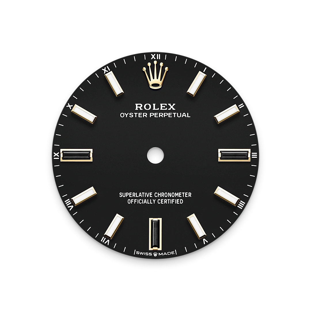 Impression zu Schwarzes Zifferblatt des Rolex-Modells Oyster Perpetual 34