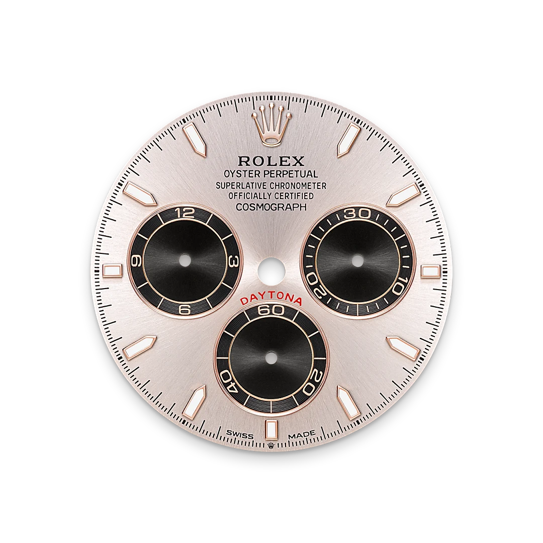 Impression zu Zifferblatt in Sundust und strahlend Schwarz des Rolex-Modells Cosmograph Daytona