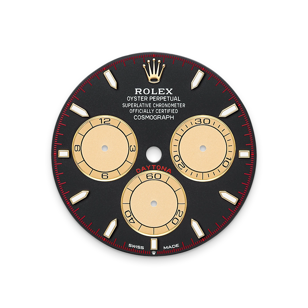 Impression zu Tiefschwarzes und champagnerfarbenes Zifferblatt des Rolex-Modells Cosmograph Daytona
