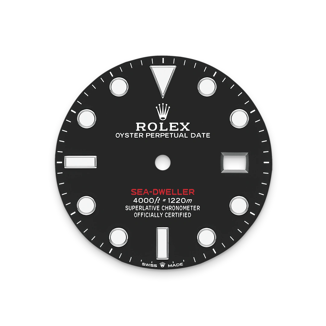 Impression zu Tiefschwarzes Zifferblatt des Rolex-Modells Sea-Dweller