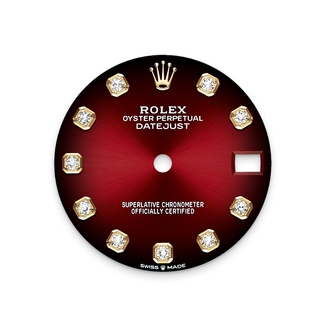 Impression zu Zifferblatt in Rot ombré des Rolex-Modells Datejust 31