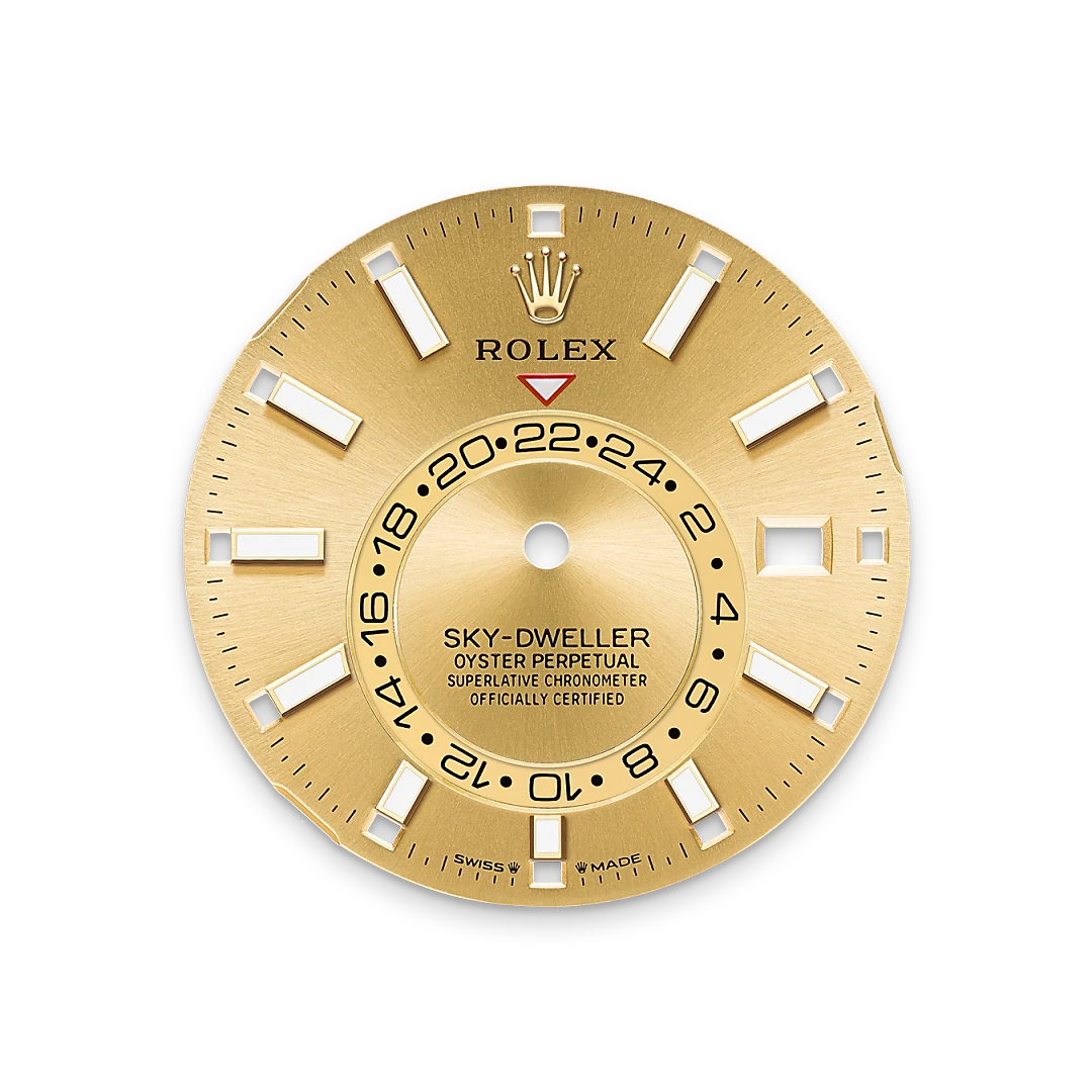 Impression zu Champagner­farbenes Zifferblatt des Rolex-Modells Sky-Dweller